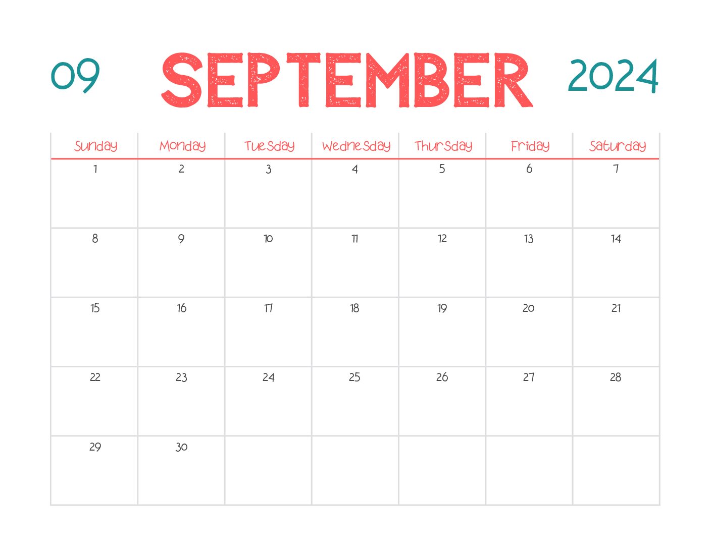 September 2024 Free Printable Calendar